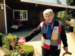 Mom and Rose bush